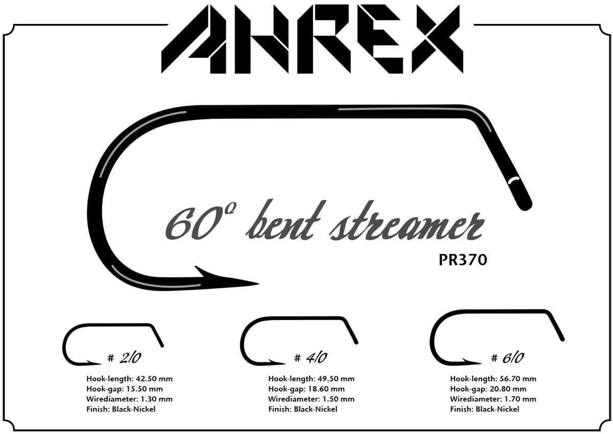 Hareline Dubbin, Ahrex PR370 60° Bent Streamer Hook