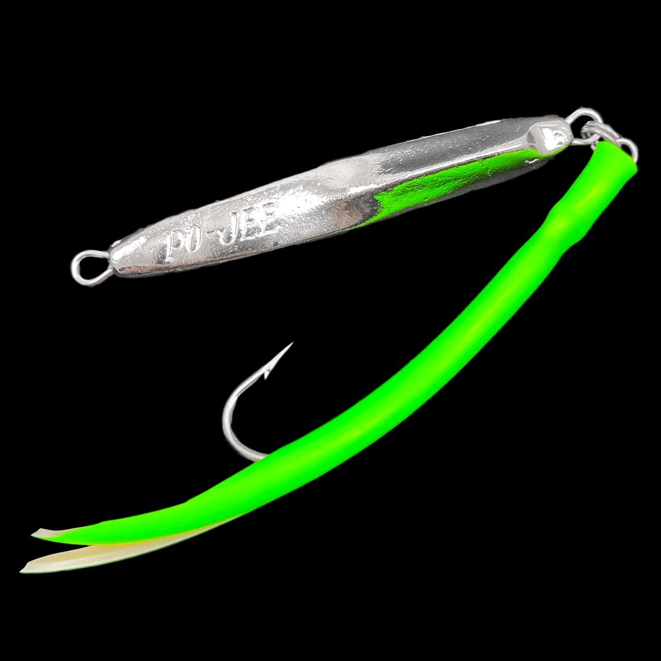 Point Jude Lures, Point Jude Po-Jee Tins with Tube Tail (boîtes de Po-Jee avec queue en tube)